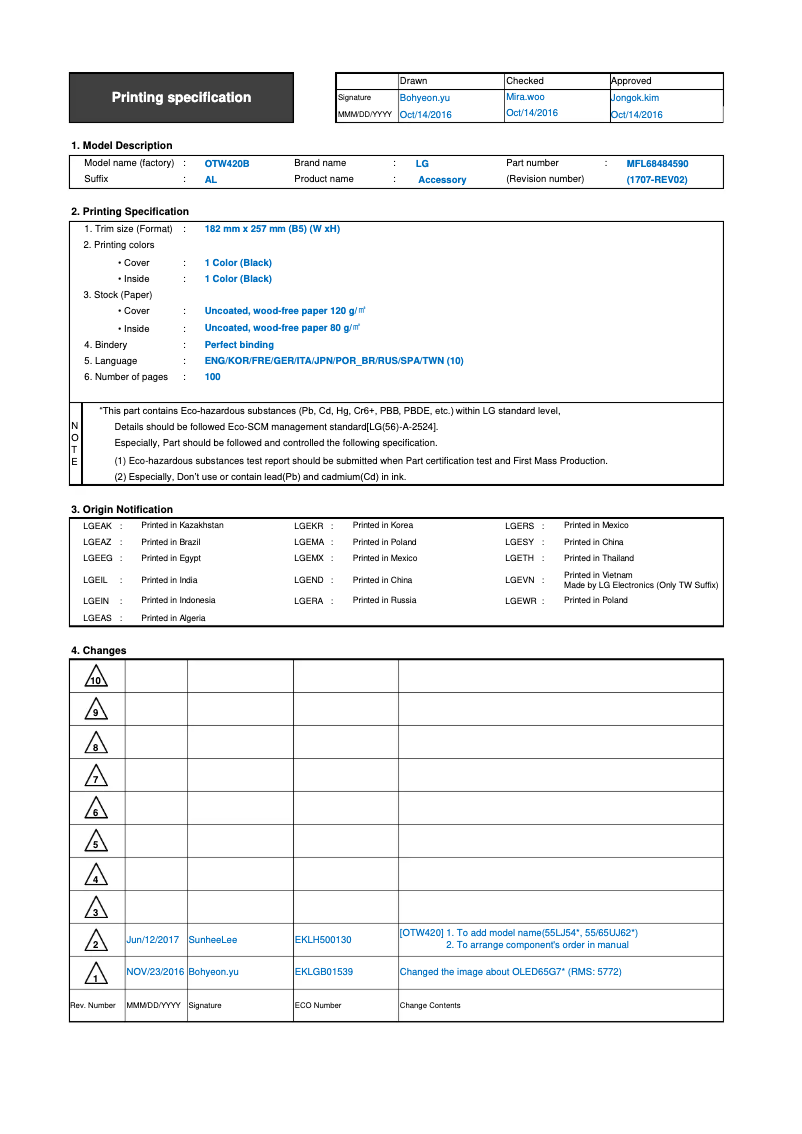 Imagen de la primera página del manual del dispositivo OTW420B
