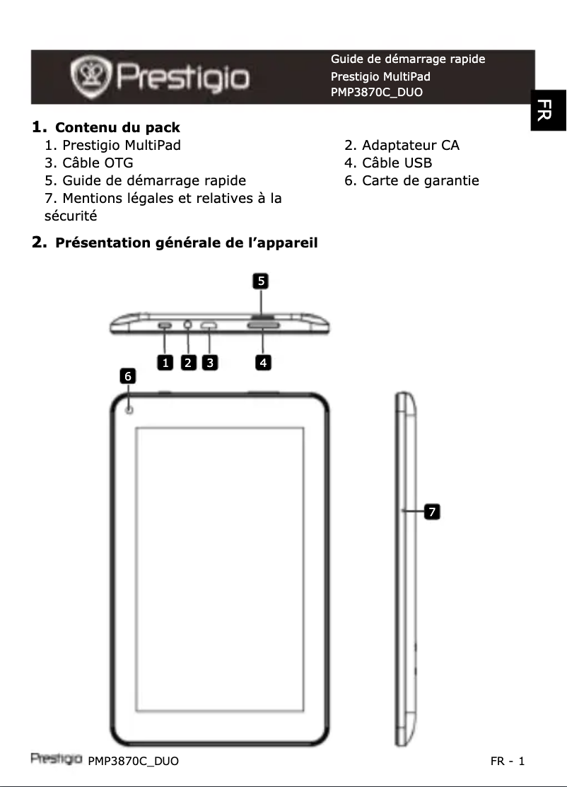 Imagen de la primera página del manual del dispositivo MultiPad 7.0 HD