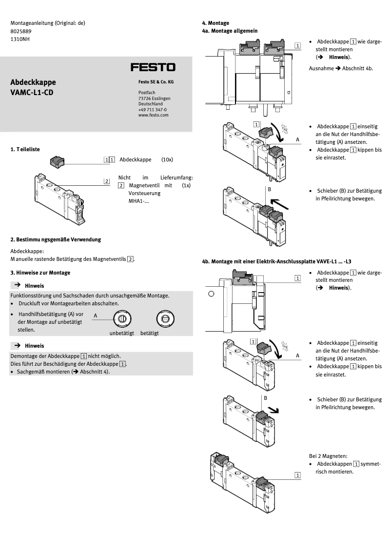 Imagen de la primera página del manual del dispositivo VAMC-L1-CD