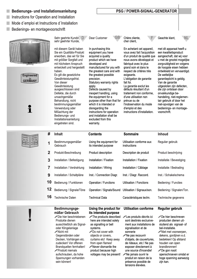 Imagen de la primera página del manual del dispositivo PSG 4.0-100