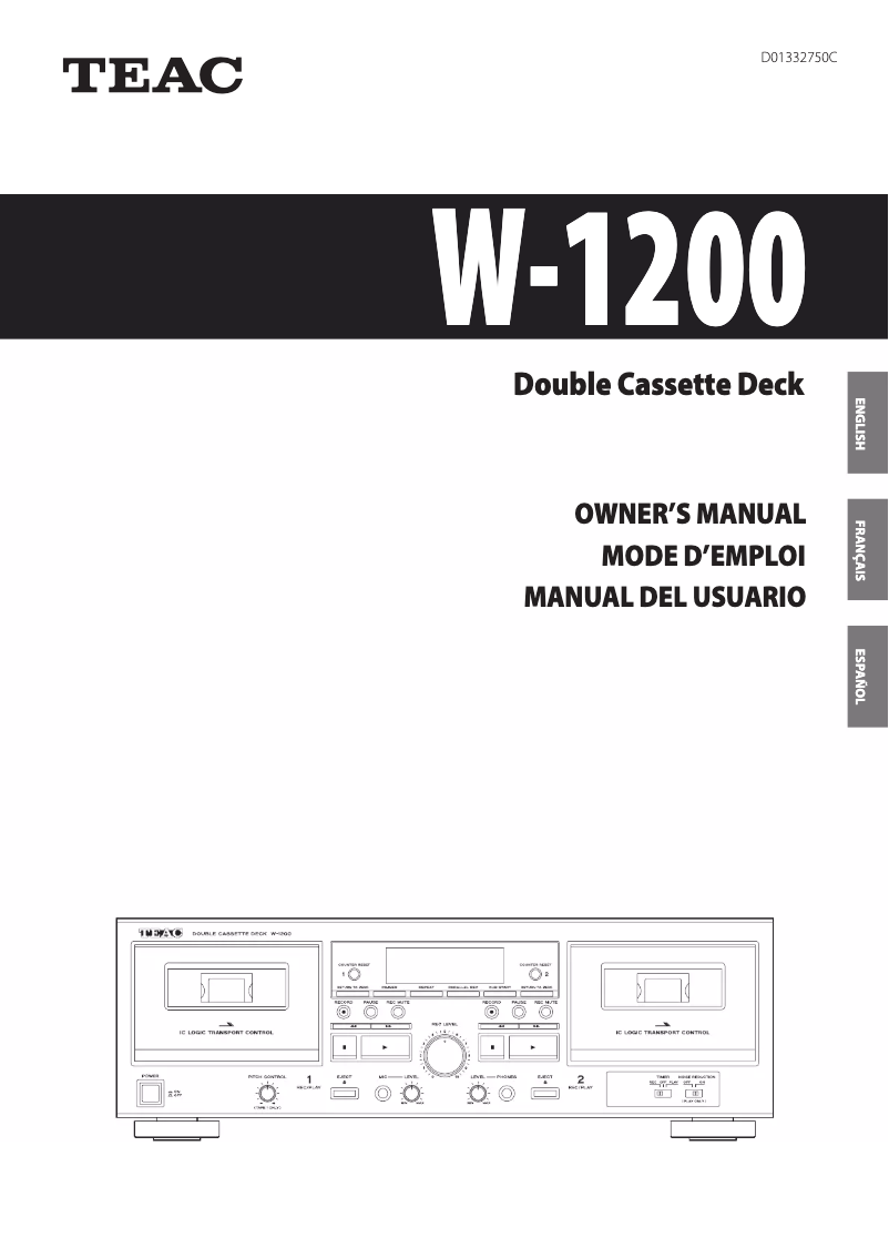 Página nº 1 - Manual de instrucciones Teac W-1200