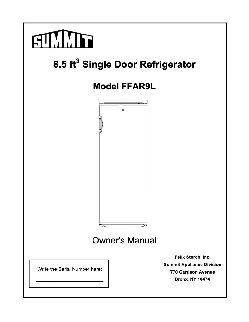 Imagen de la primera página del manual del dispositivo FFAR9L