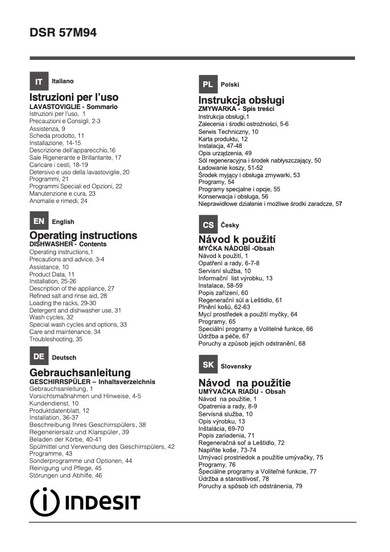 Imagen de la primera página del manual del dispositivo DSR 57M94