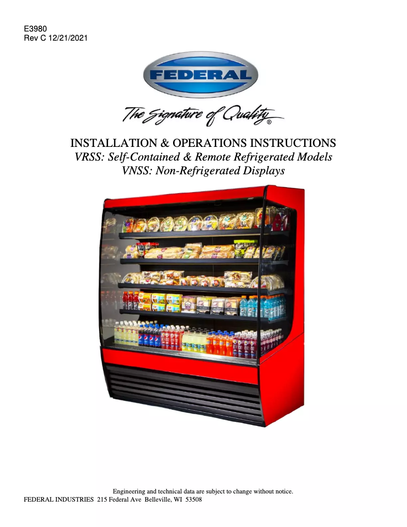 Página 1 del manual Manual de usuario Federal Vision VRSS3678C-QS