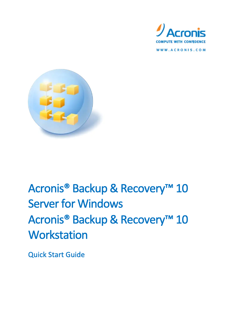 Página nº 1 - Guía de inicio rápido Acronis Backup & Recovery 10 Workstation