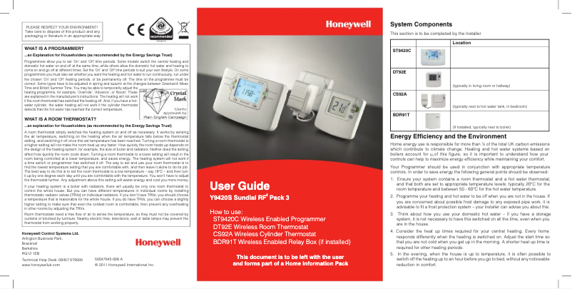 Página 1 del manual Manual de usuario Honeywell ST9420C