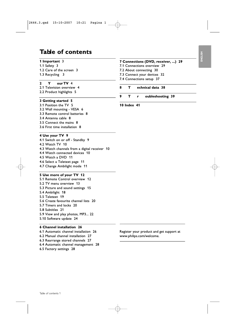 Imagen de la primera página del manual del dispositivo 42PFL953