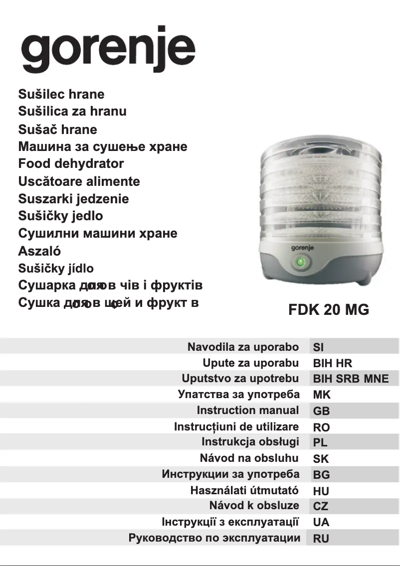 Imagen de la primera página del manual del dispositivo FDK20MG