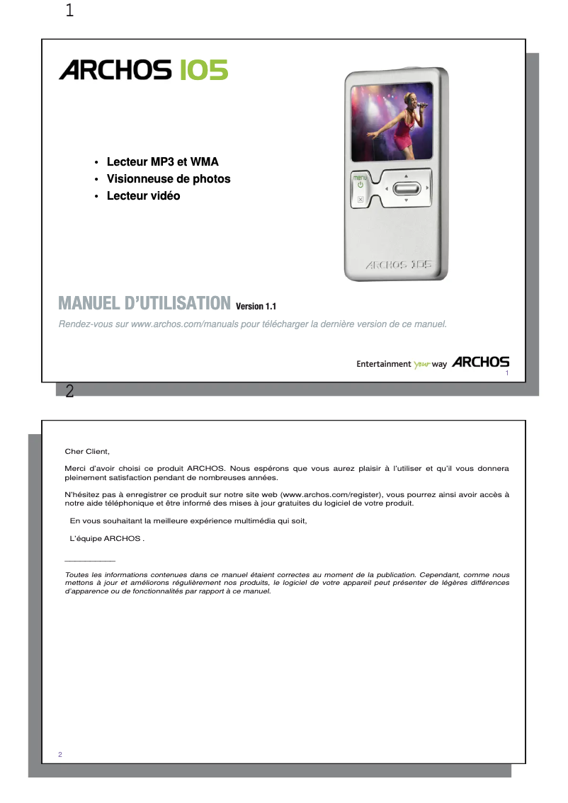 Página 1 del manual Manual de usuario Archos 105