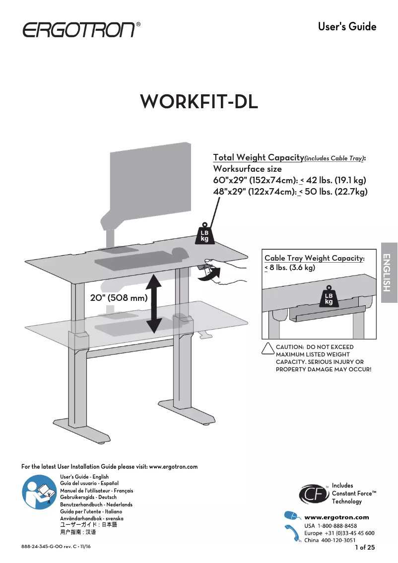 Imagen de la primera página del manual del dispositivo WorkFit-DL 48