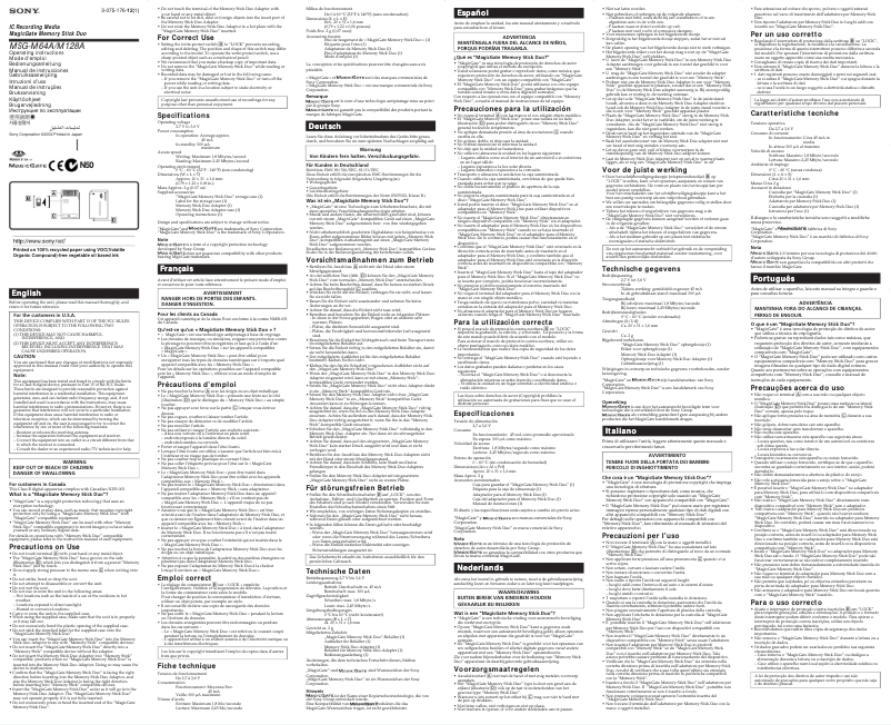 Imagen de la primera página del manual del dispositivo MSG-M128A