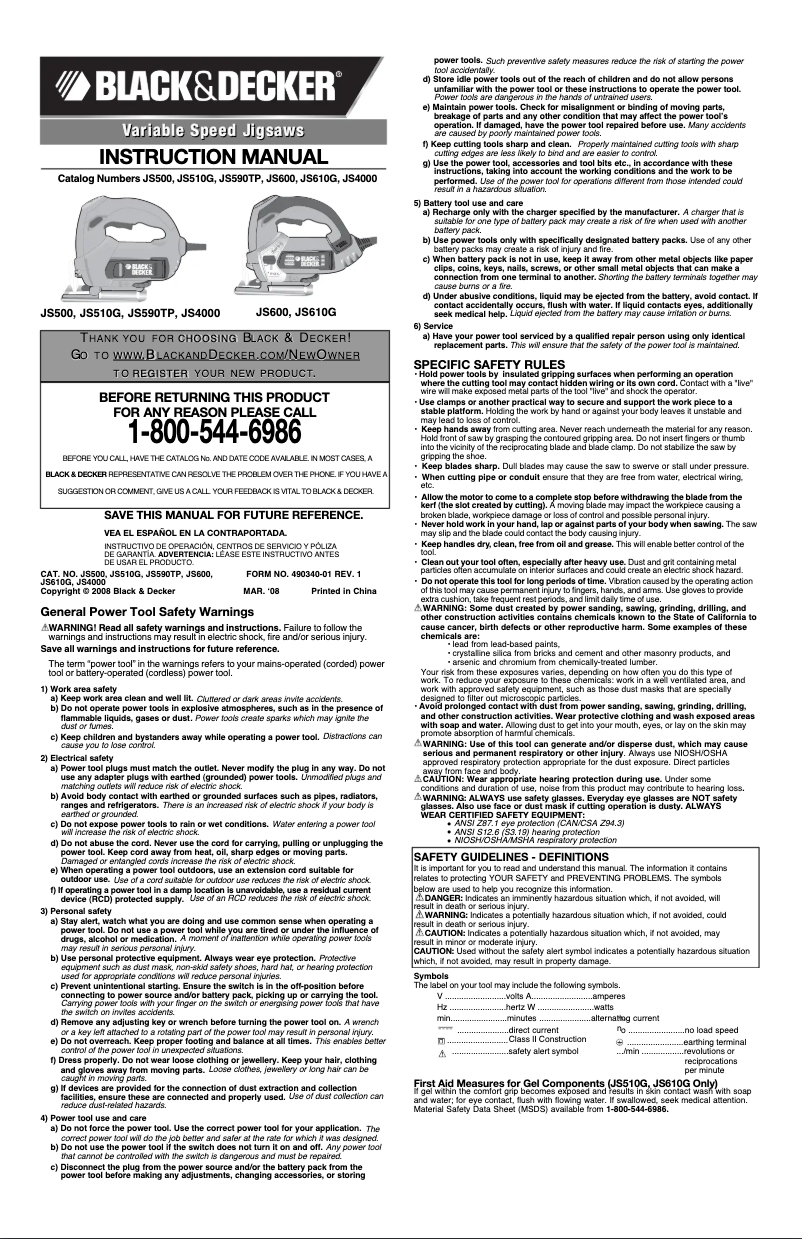 Página 1 del manual Manual de usuario Black & Decker JS500B