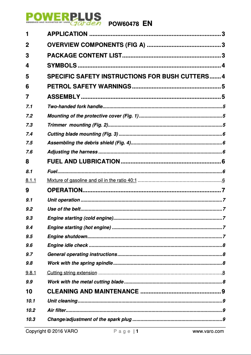Imagen de la primera página del manual del dispositivo POW60478