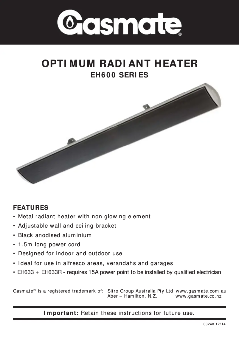 Imagen de la primera página del manual del dispositivo EH623B