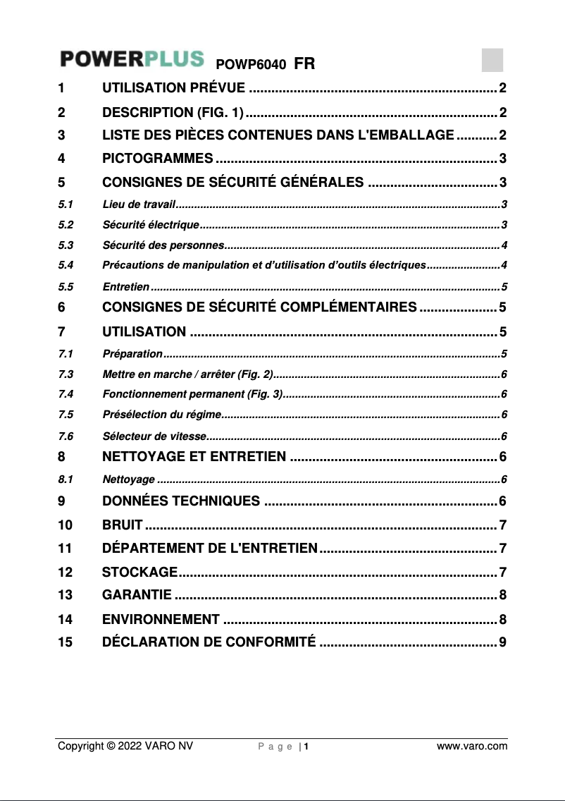 Imagen de la primera página del manual del dispositivo POWP6040