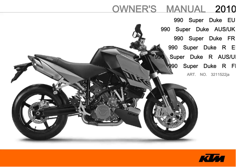 Página 1 del manual Manual de usuario KTM 990 Super Duke R (2010)