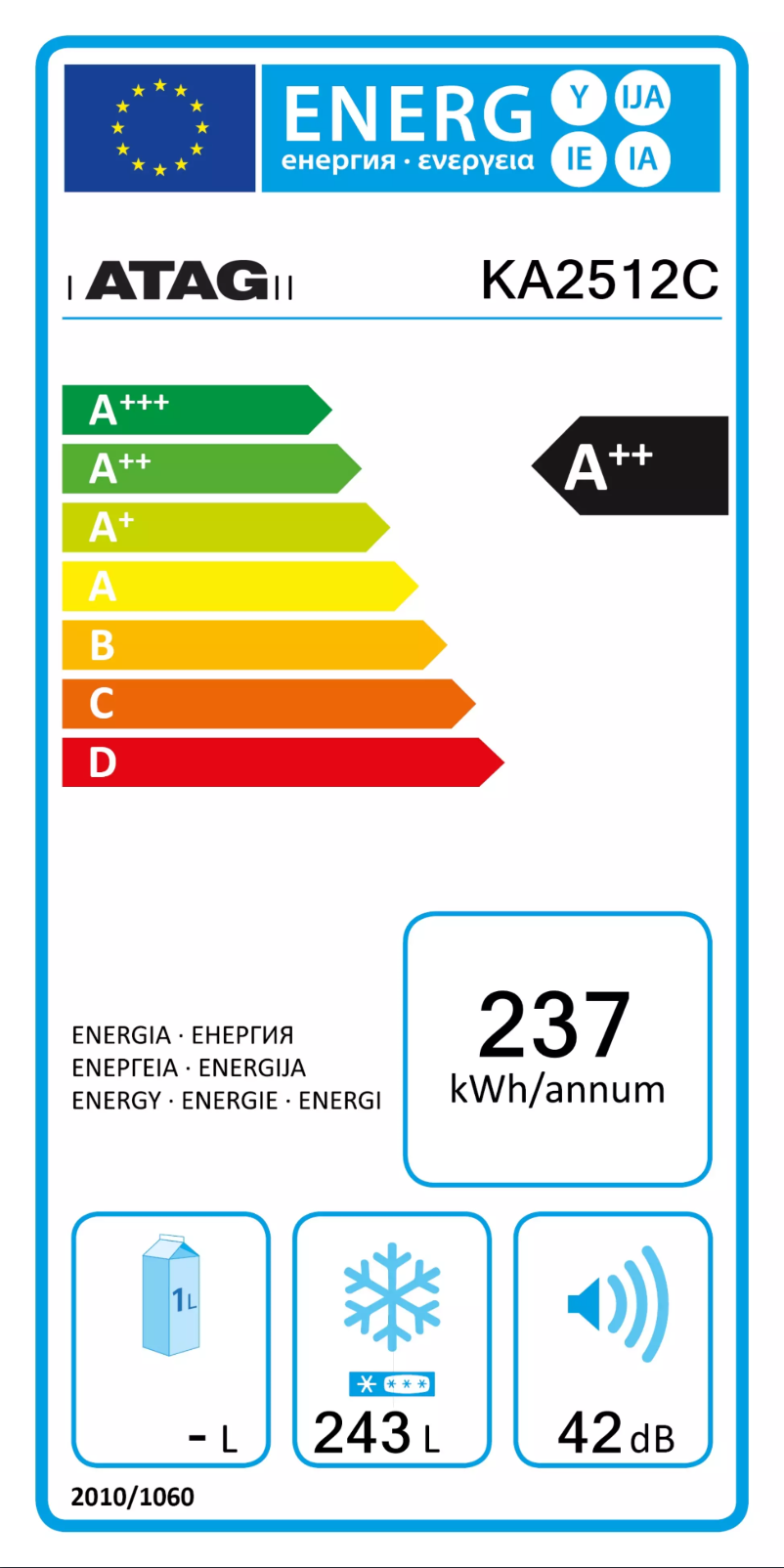 Página 1 del manual Etiqueta energética Atag KA2512C