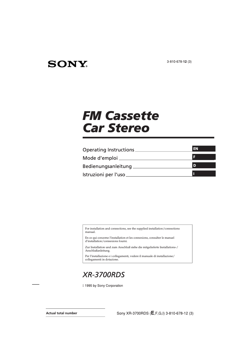 Imagen de la primera página del manual del dispositivo XR-3700RDS