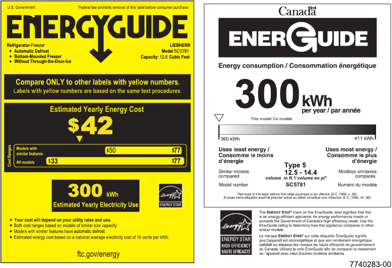 Página 1 del manual Etiqueta energética Liebherr SC5781