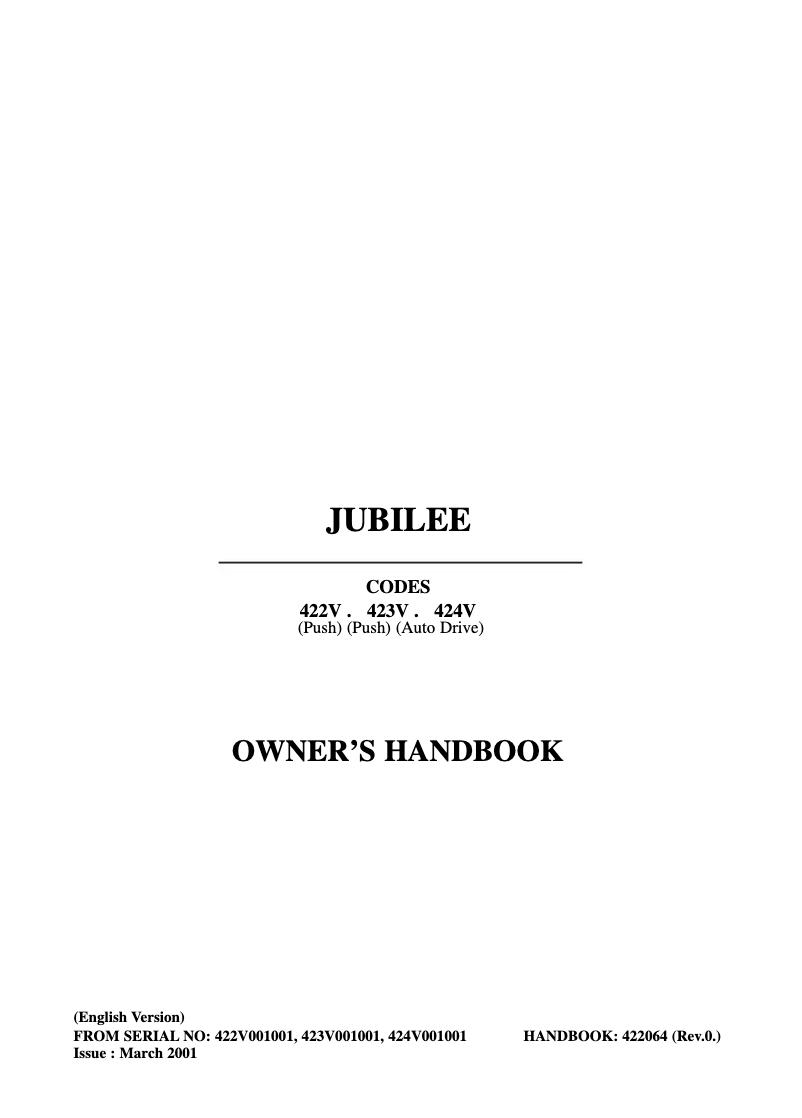 Imagen de la primera página del manual del dispositivo JUBILEE