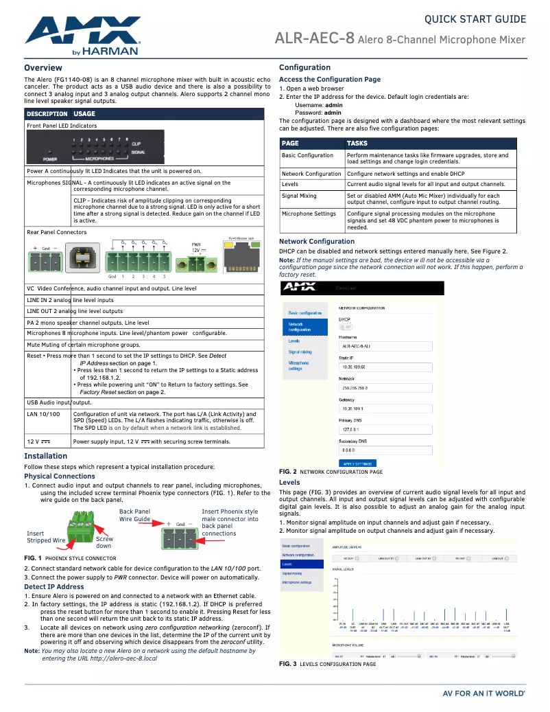 Imagen de la primera página del manual del dispositivo Alero ALR-AEC-8