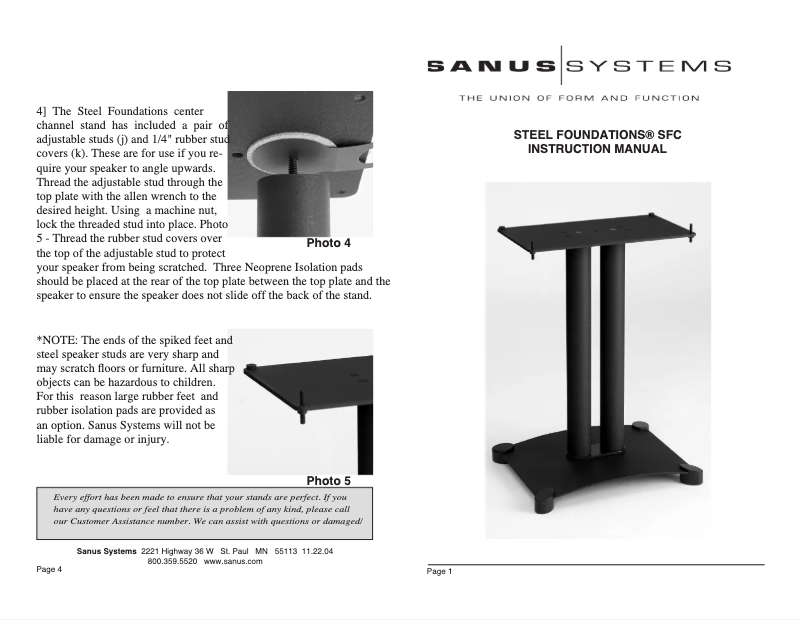 Página 1 del manual Guía de instalación Sanus SFC18