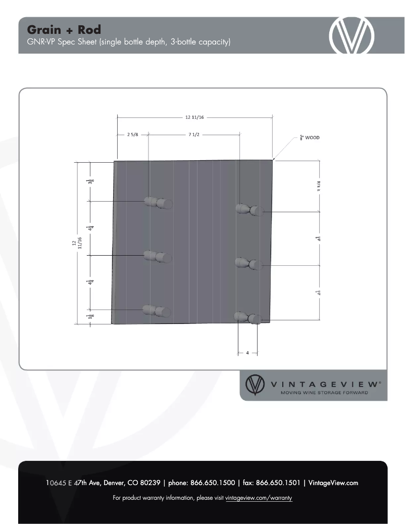 Página 1 del manual Ficha técnica VintageView GNR-VP