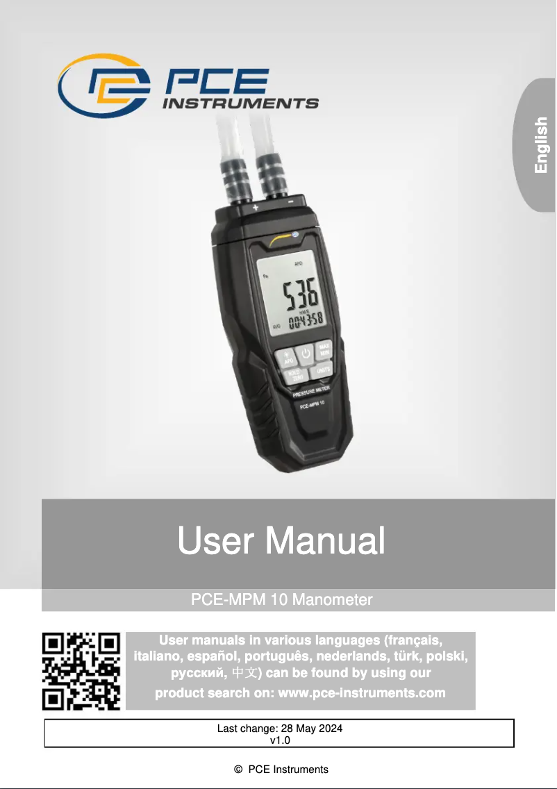 Imagen de la primera página del manual del dispositivo PCE-MPM 10