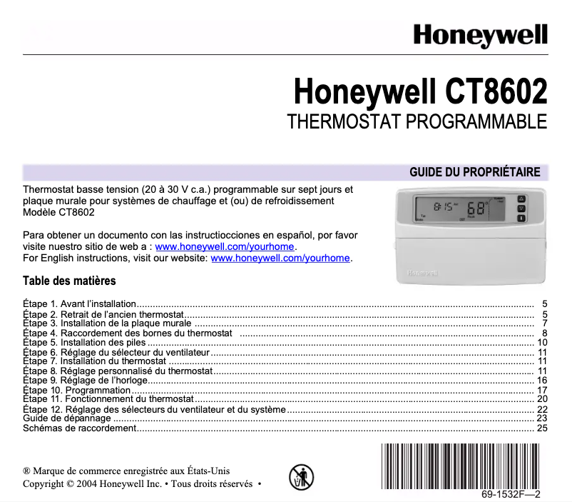 Página nº 1 - Manual de usuario Honeywell CT8602