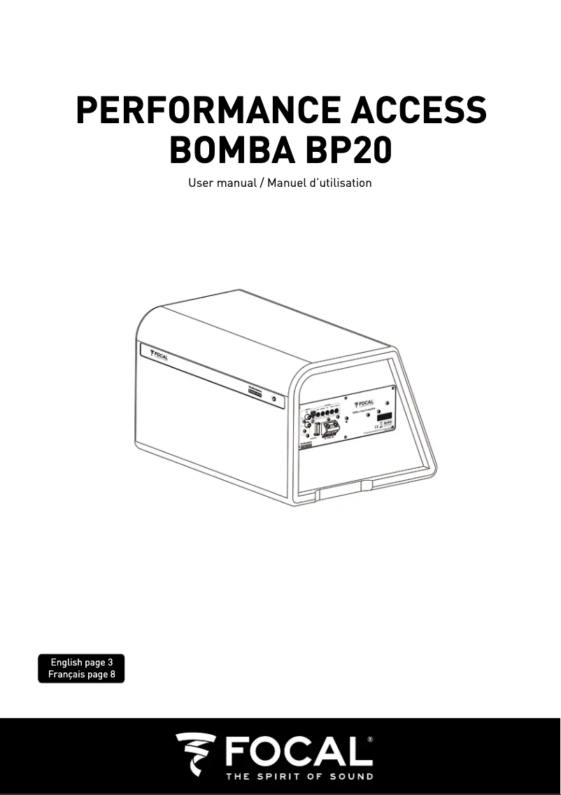 Imagen de la primera página del manual del dispositivo Performance Access BOMBA BP20