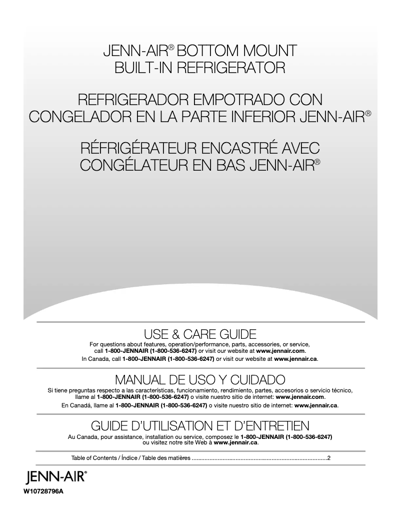 Página 1 del manual Manual de uso y mantenimiento JennAir JF36NXFXDE