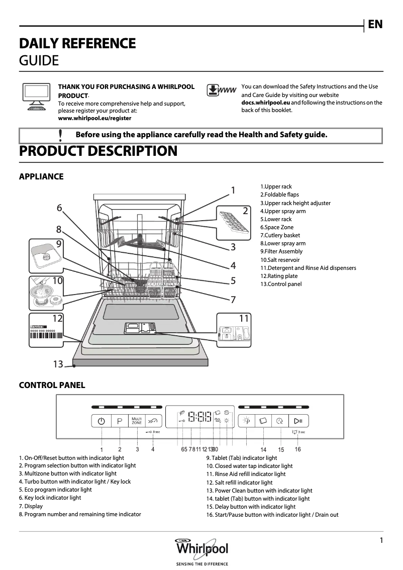 Página 1 del manual Manual de usuario Whirlpool WFO 3T223 6P X