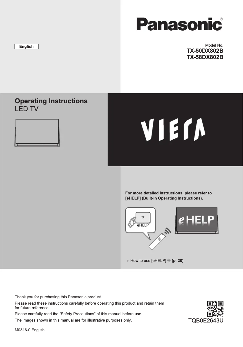 Página 1 del manual Guía de inicio rápido Panasonic Viera TX-58DX802B