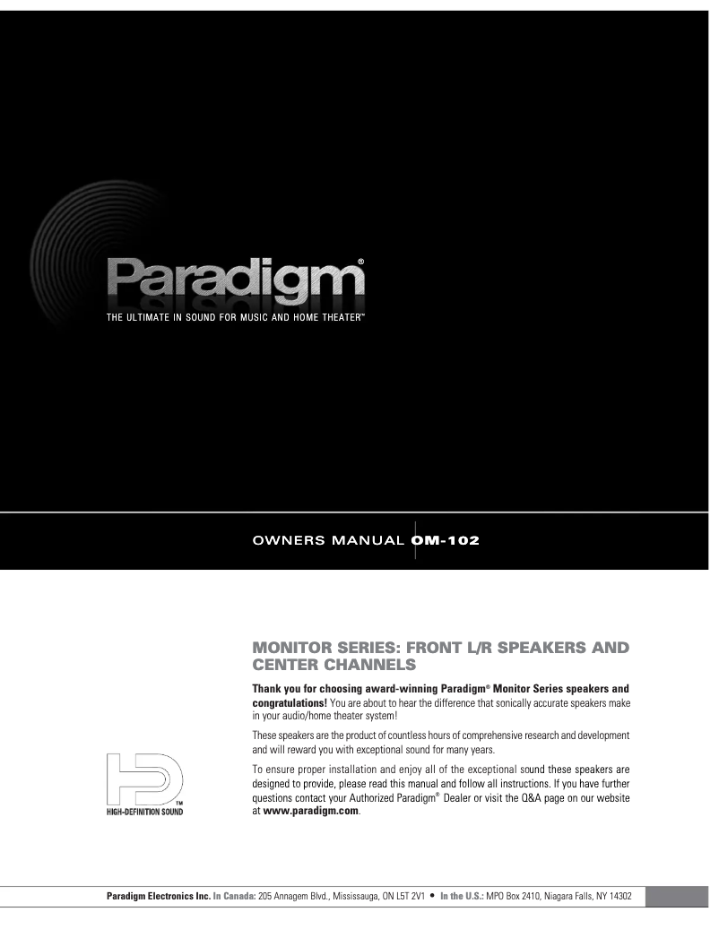 Página nº 1 - Manual de usuario Paradigm Monitor 7 v6