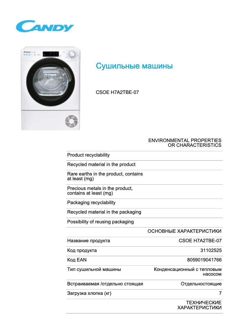 Imagen de la primera página del manual del dispositivo CSOE H7A2TBE-07