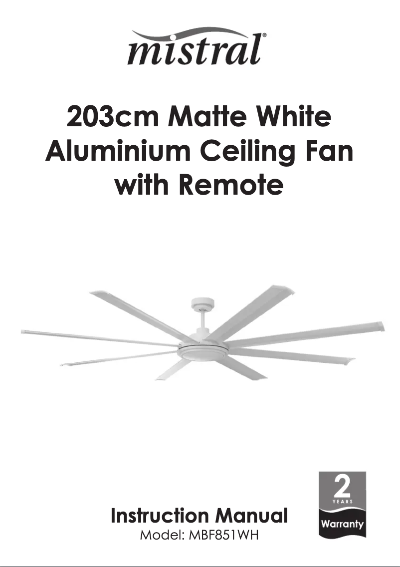 Imagen de la primera página del manual del dispositivo MBF851WH