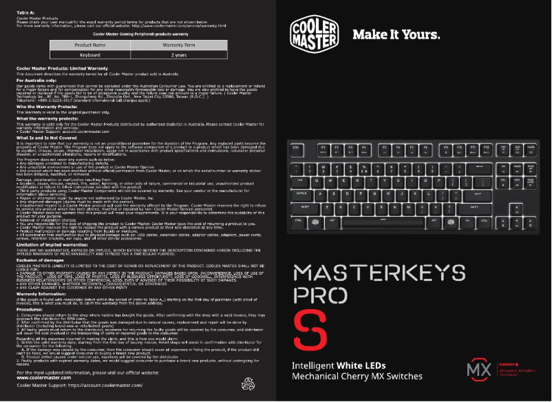 Página 1 del manual Manual de usuario Cooler Master MasterKeys Pro S