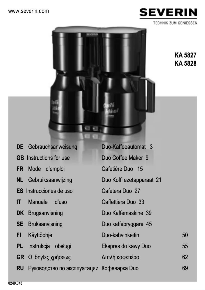 Imagen de la primera página del manual del dispositivo KA 5828 Duo
