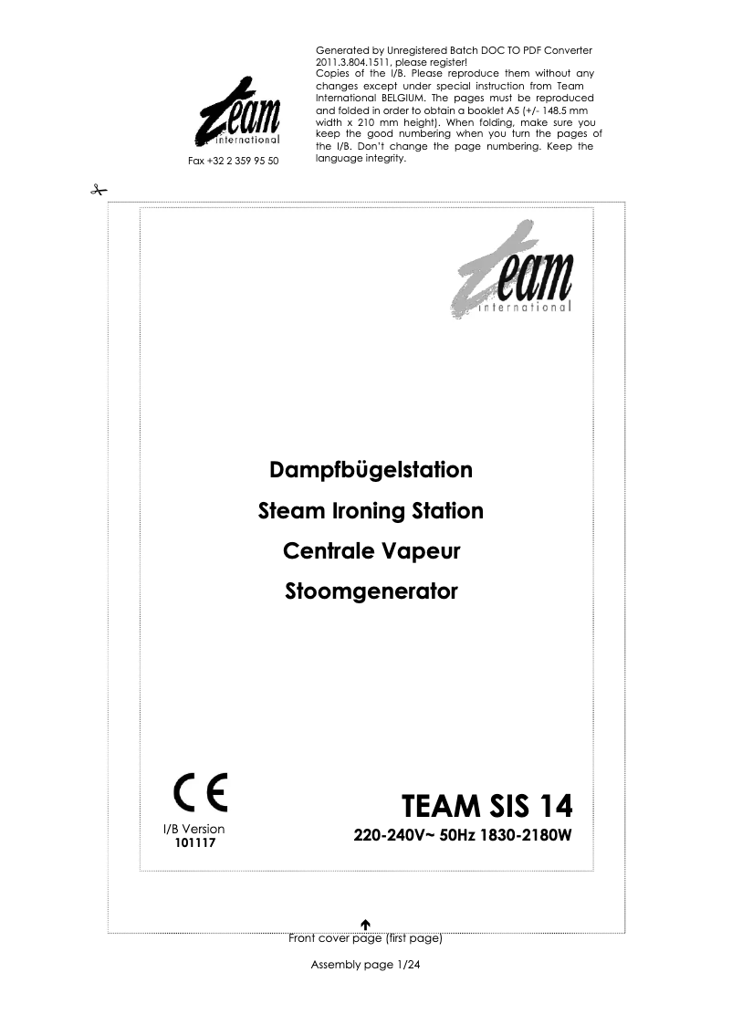 Imagen de la primera página del manual del dispositivo SIS 14