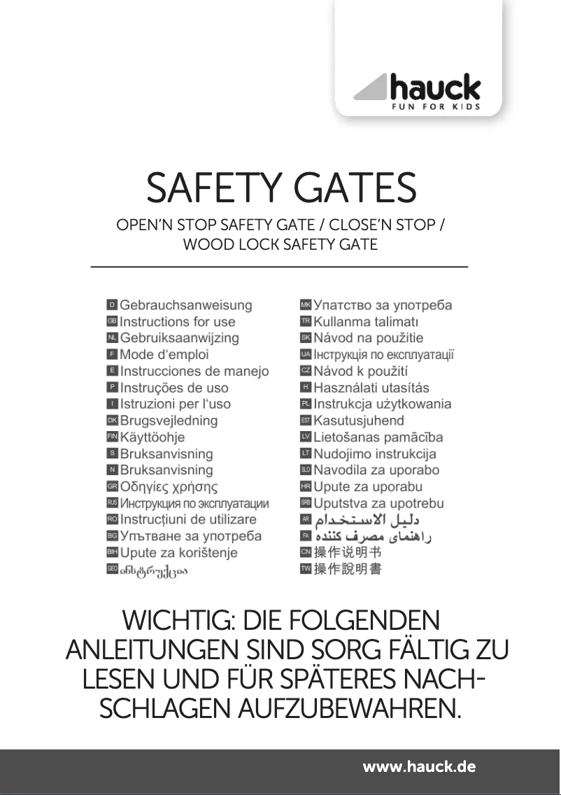 Imagen de la primera página del manual del dispositivo Wood Lock Safety Gate