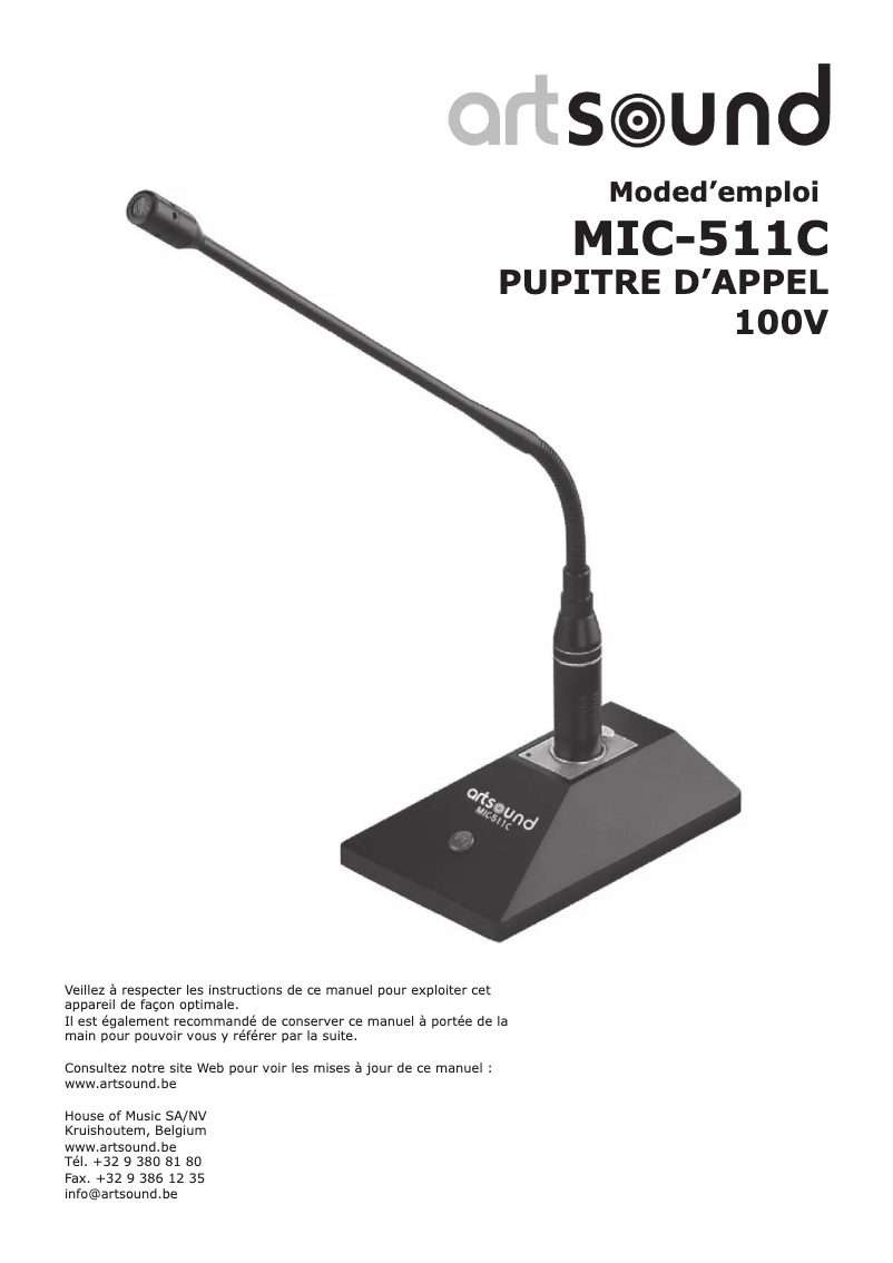 Imagen de la primera página del manual del dispositivo MIC-511C