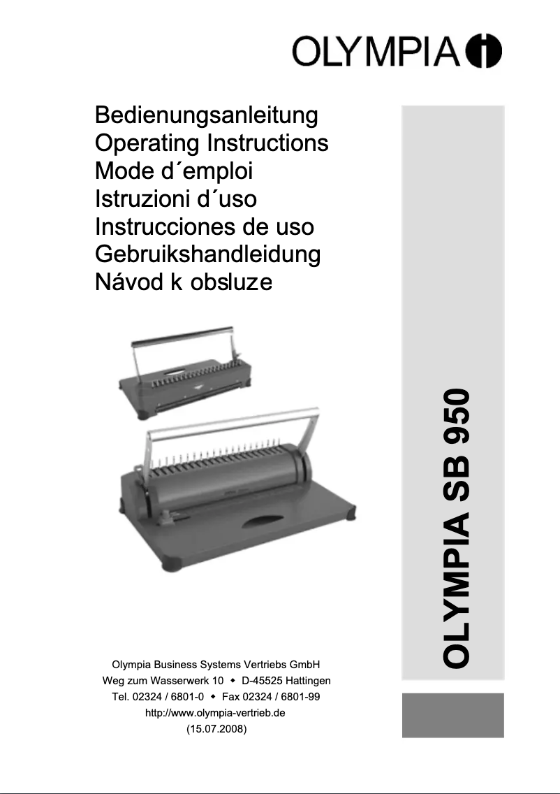 Imagen de la primera página del manual del dispositivo SB 950