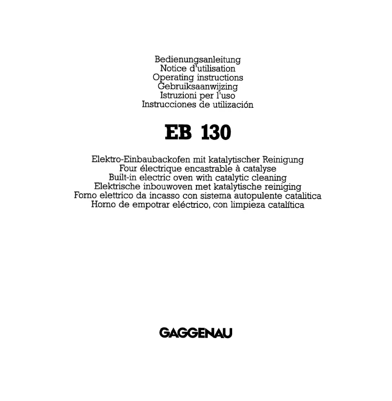 Página 1 del manual Manual de usuario Gaggenau EB 130210