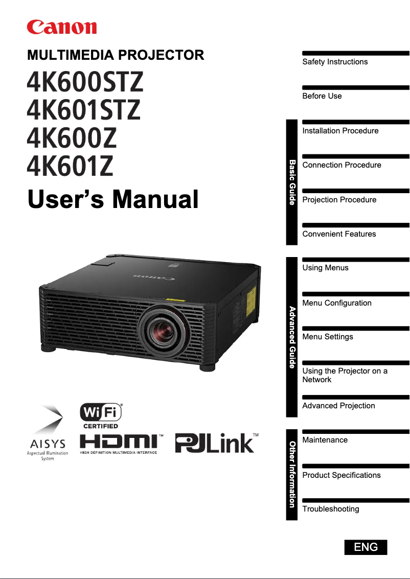 Imagen de la primera página del manual del dispositivo REALiS 4K600STZ