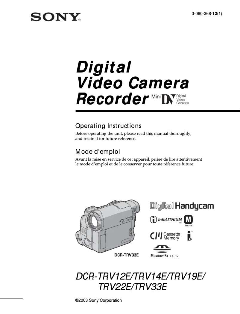 Página 1 del manual Manual de usuario Sony DCR-TRV14E
