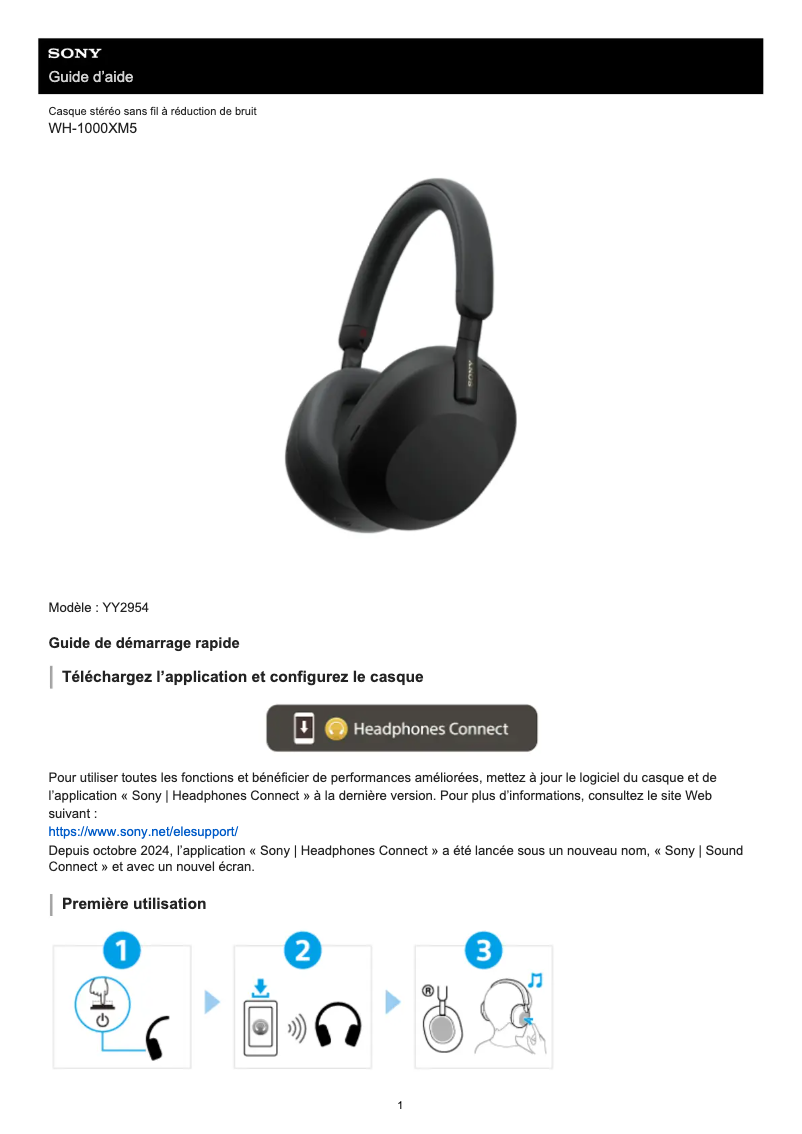 Imagen de la primera página del manual del dispositivo WH-1000XM5