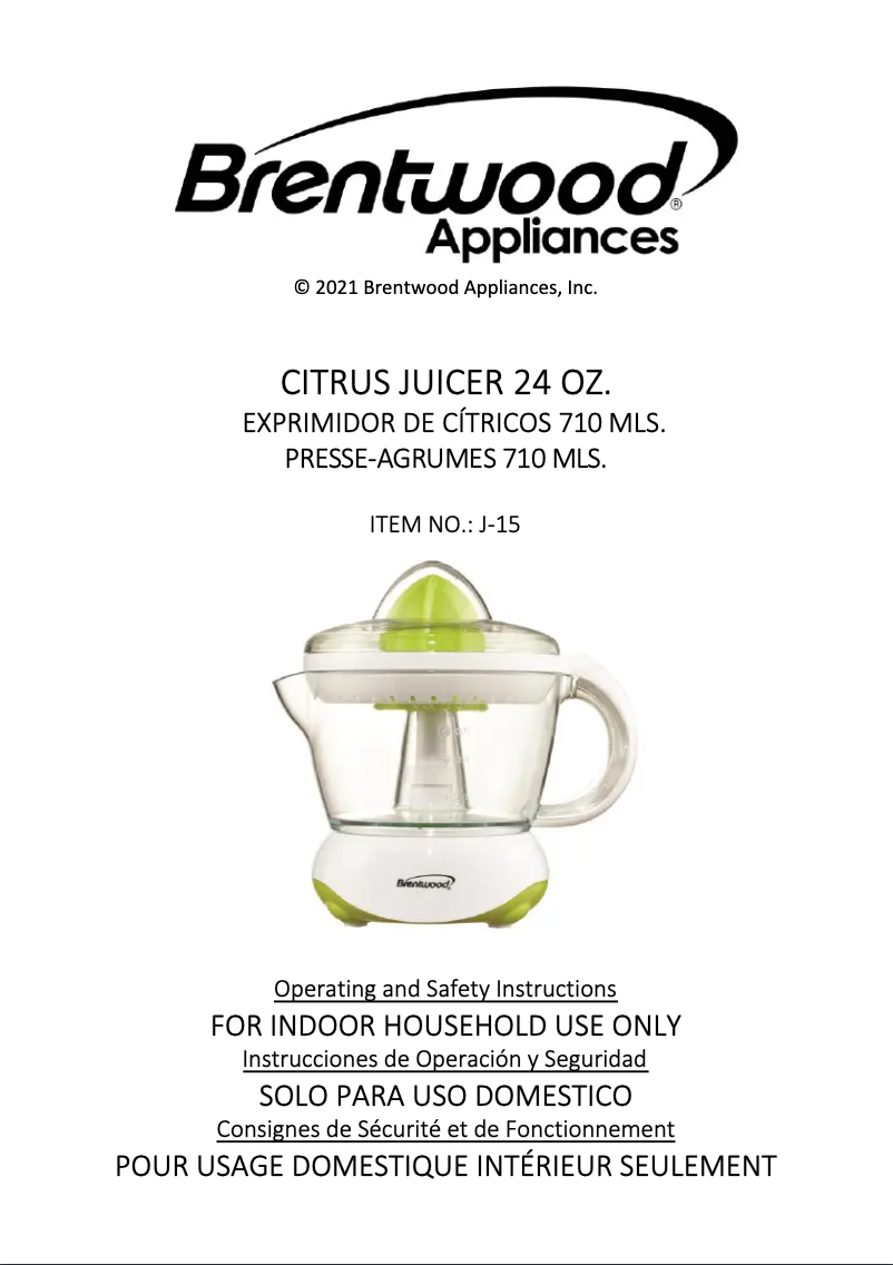 Página 1 del manual Manual de usuario Brentwood J-15