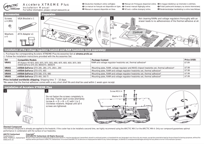 Página 1 del manual Manual de usuario Arctic Cooling Accelero XTREME Plus