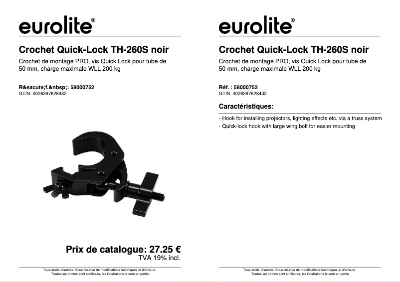 Imagen de la primera página del manual del dispositivo TH-260S