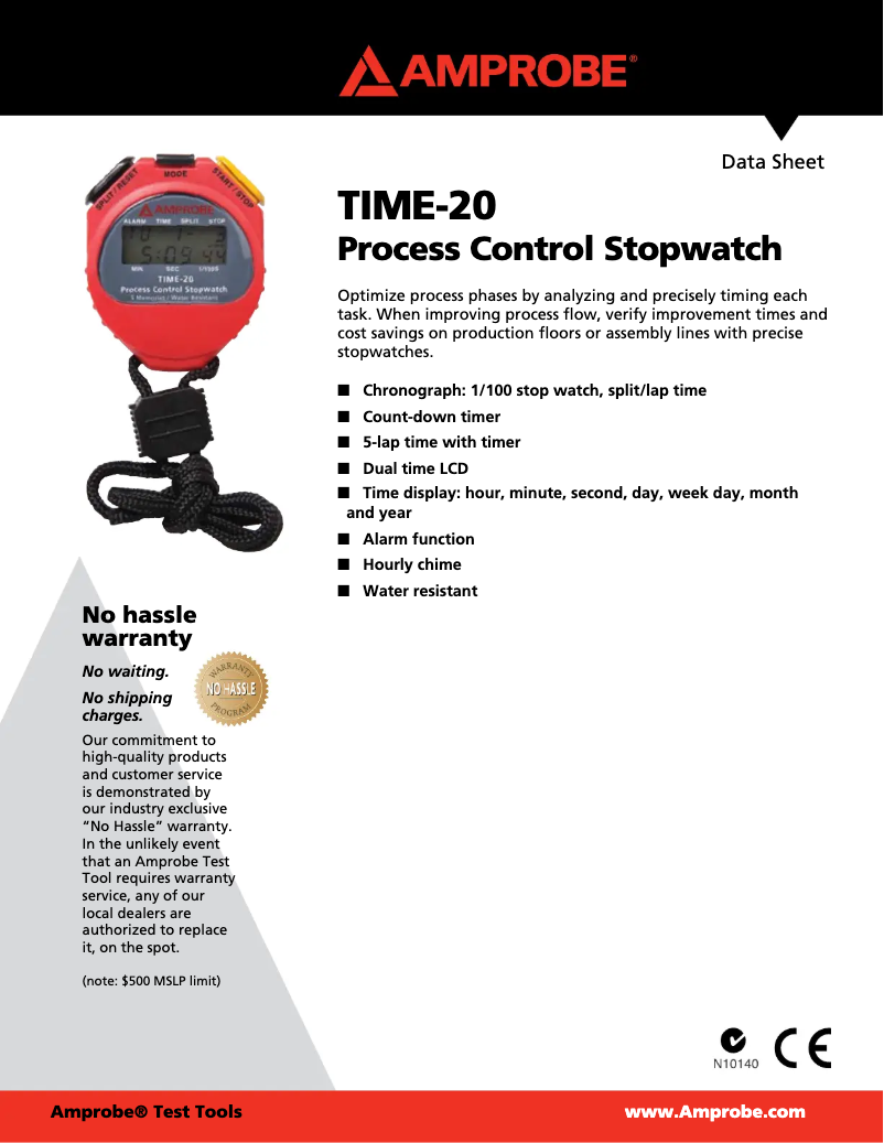 Página 1 del manual Ficha técnica Amprobe TIME-20